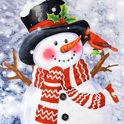 Miniatura 4 de HVEST Tapiz navideño de muñeco de nieve para colgar en la pared, muñeco de nieve de invierno y bosque de pinos en nieve, bola de Navidad roja en