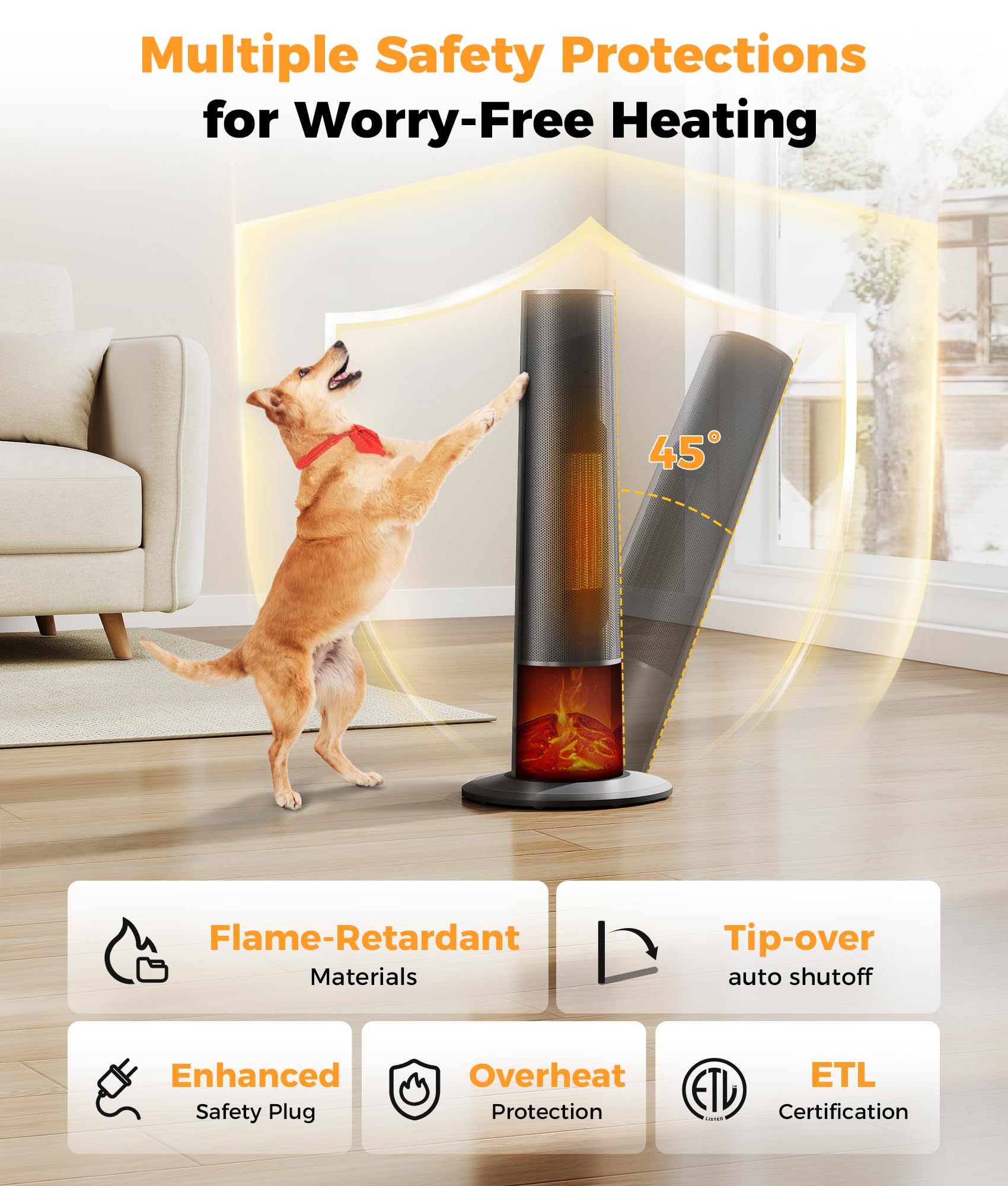 OYLUS Tower Heater - 3D Flame & Remote Control -6 OYLUS Tower Heater - 3D Flame & Remote Control -6
