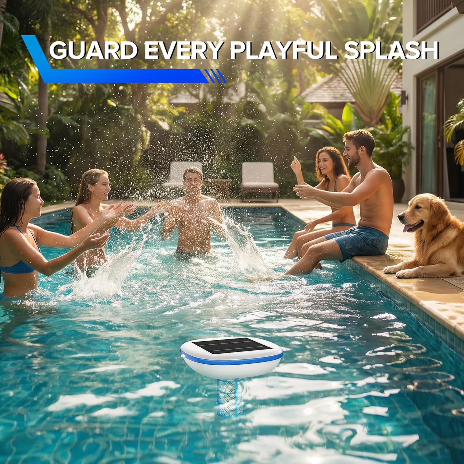 Solar Pool Ionizer, Upgraded Larger Solar Panel Copper Pool Ionizer Floater Auto Switching of Multi-Colored LED Night Light, Ionizador Solar for Above Ground, Inground Pool, Up to 45,000 Gal