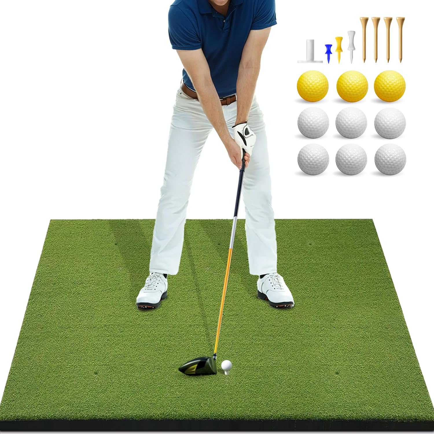 Bltend Golf Mat: 5x4ft & 5x5ft Heavy-Duty Golf Hitting Mats Practice Outdoor/Indoor, Elite Dense Artificial Turf Matt Training Aid for Backyard/Garage/Driving Range/Simulators 5'x5' Elite - 31mm