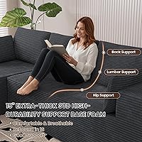 Vista 4 de Sofás seccionales sin hueso de 106 pulgadas para sala de estar, sofá modular en forma de L con asiento profundo de gran tamaño orientado a la Gris