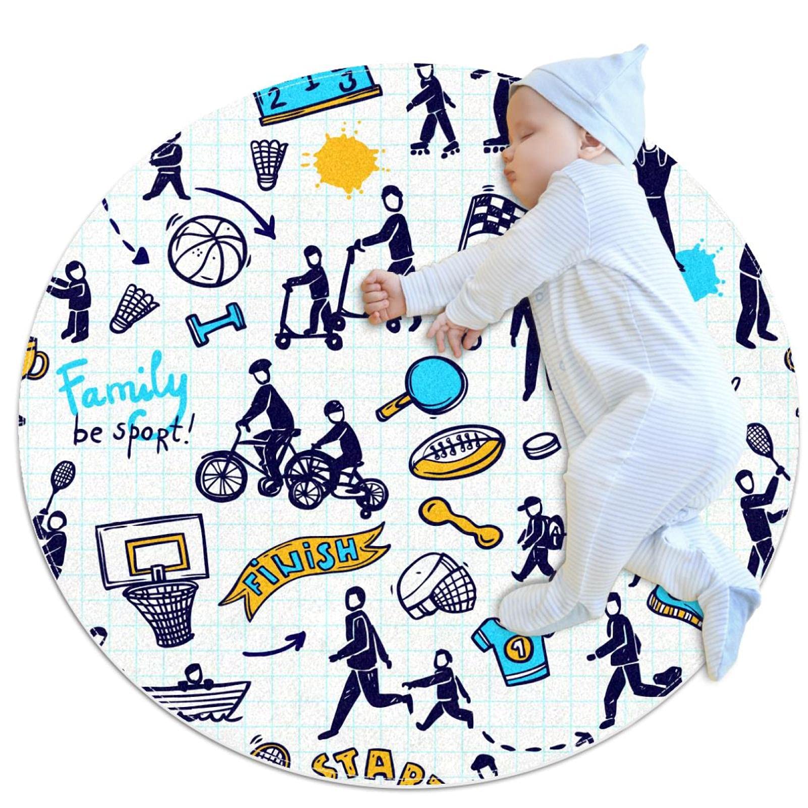 Tapis rond sport JDEZ 100x100cm pour chambre à coucher et salon