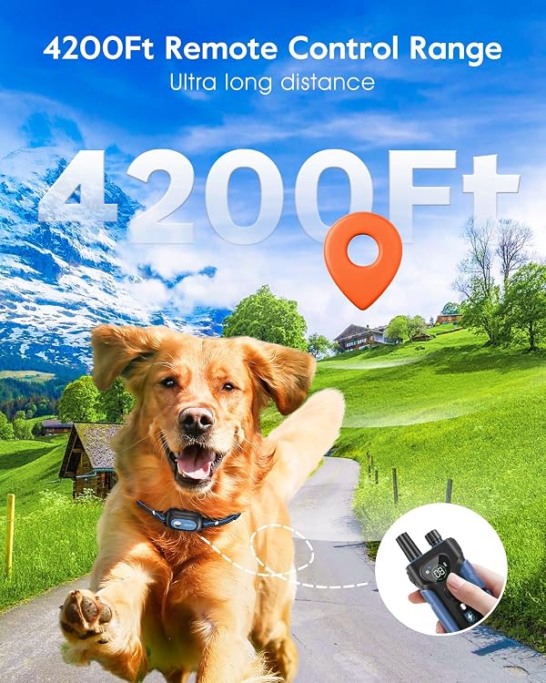 SLOPEHILL Dog Shock Collar - 4200FT Dog Training Collar with Remote,IPX8 Waterproof E-Collar with Beep,Vibration,Shock,Flash Light,No Shock Mode,Shock Collar for Small Medium Large Dog 8-140lbs,Blue by SLOPEHILL - Image 2