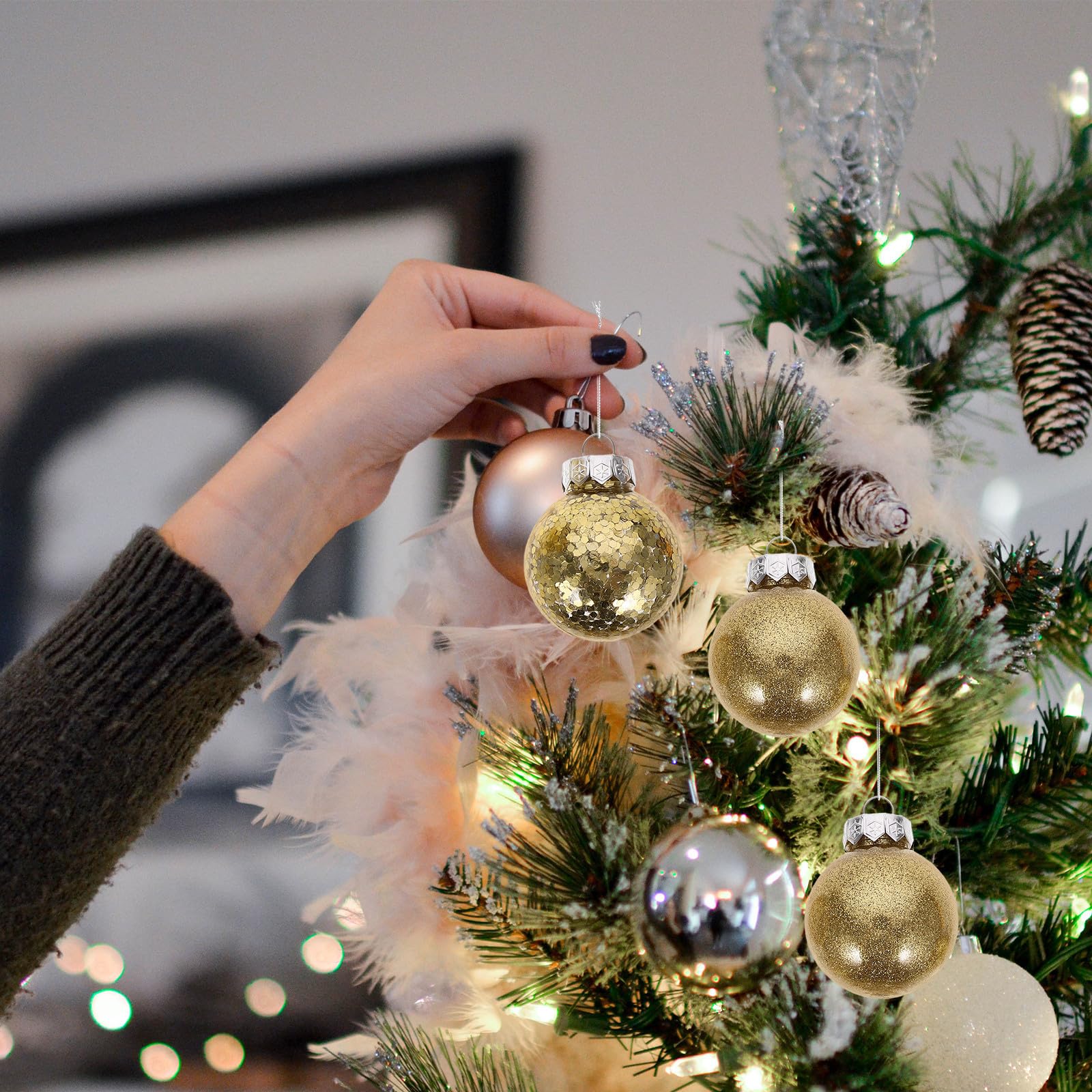 Toyvian 90 Pièces Boules de Noël Suspendues pour Sapin, Décoration