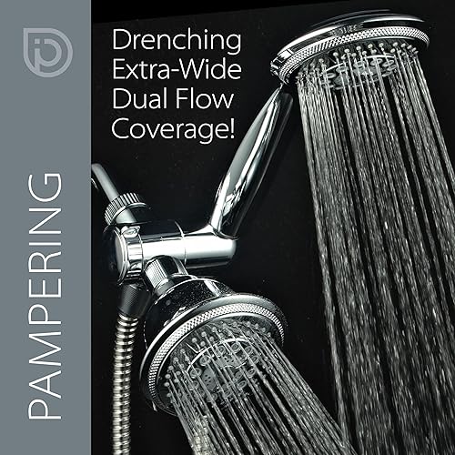 Miniatura 5 de Hydroluxe - Combo de cabezal de regadera fijo y cabezal manual 1433 Salida de agua de alta presión 24 ajustes Sistema de regadera dual de dos