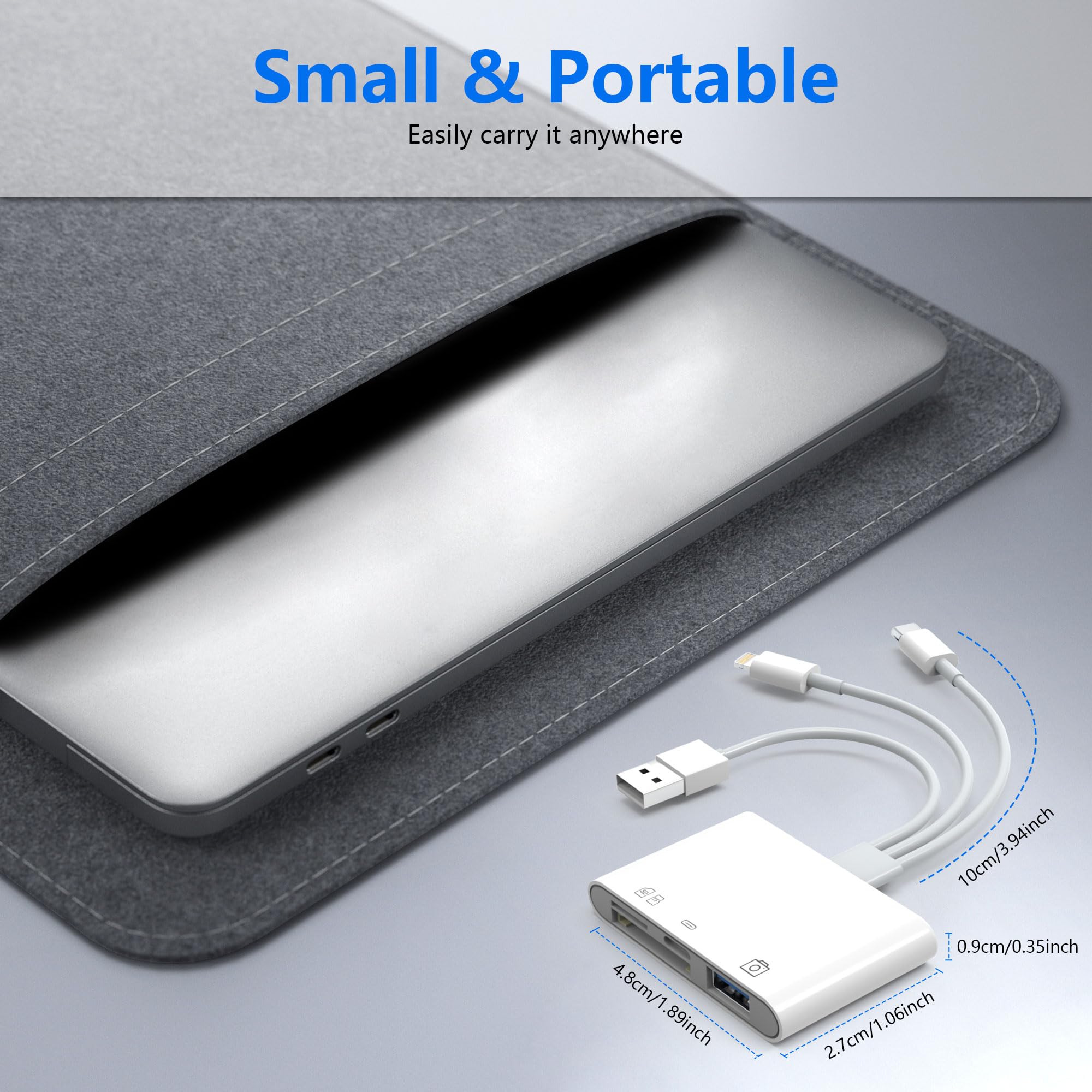 Universeller SD-Kartenleser für iPhone/Mac, verbesserte TypeC (Daten) + Lightning + USB, drei Anschlüsse, SD/TF-Speicherkartenleser, Digitalkamera-Übertragung auf Handy-Adapter,