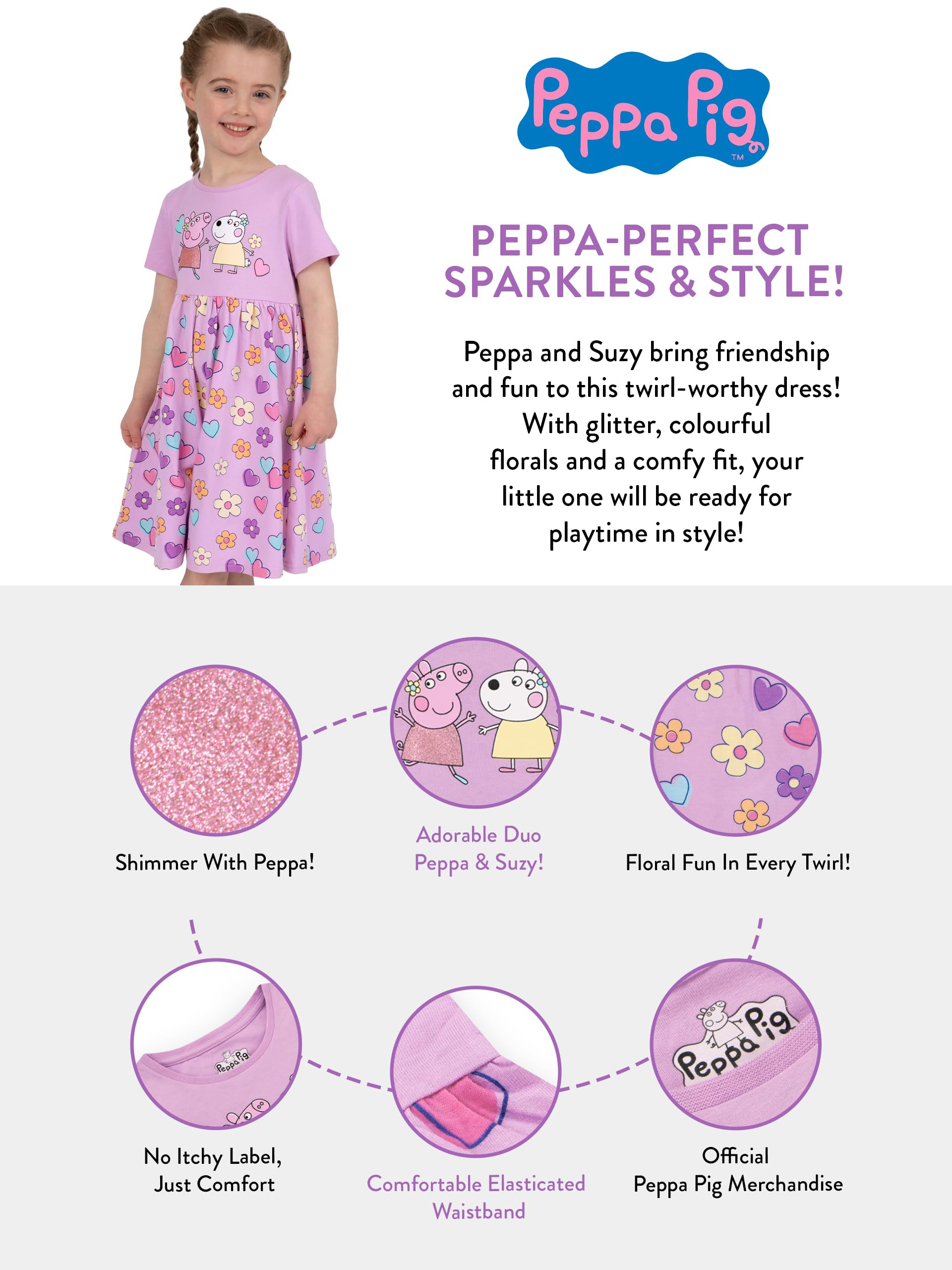 Peppa Pig Mädchen Kleid | Baumwolle Kleider Für Mädchen | Kurzarm Sommer Skaterkleid