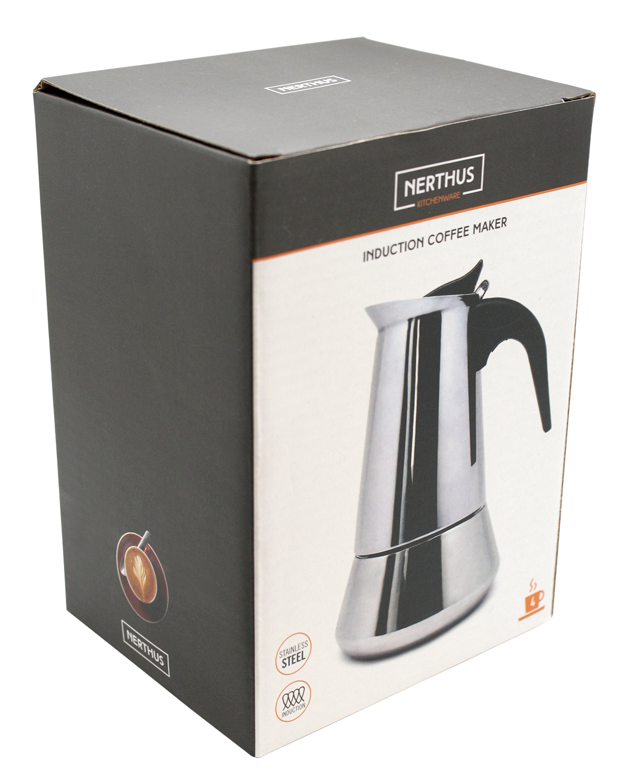 Nerthus FIH 248 kawiarka indukcyjna 4 filiżanki stal nierdzewna moka intensywna kawa