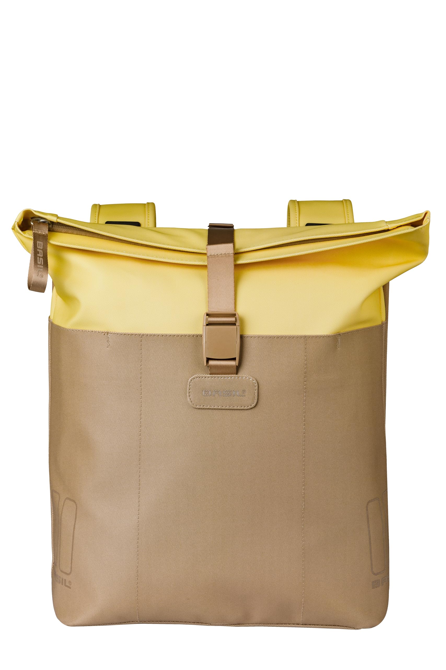 Basil Vive Podwójna torba rowerowa, wodoszczelna, 28-35 l, odblaskowa, z materiału z recyklingu, 30 x 14 x 38 cm, żółta/czarna