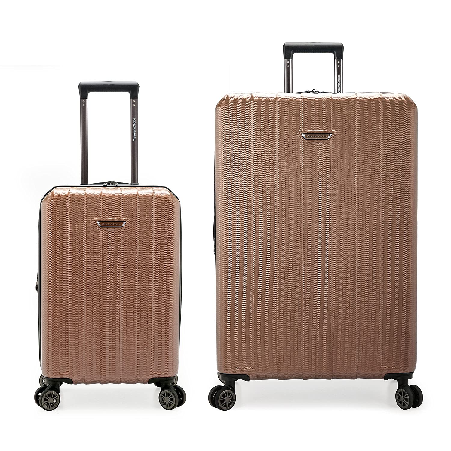 Traveler's Choice Dana Point Hardside Expandable Luggage with Spinner Wheels, Rose Gold, 2-Piece Set
