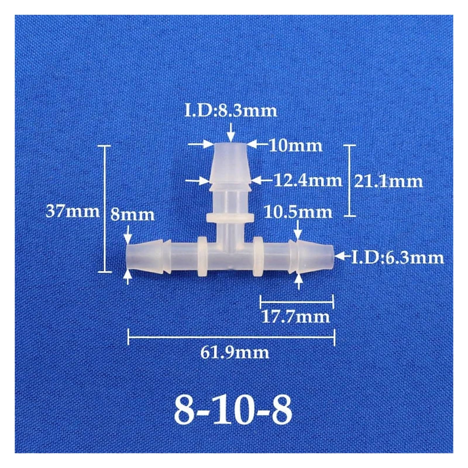 5~100 conectores en T reductores de PP 10T 6~14 mm | 8-10-8mm,100pcs