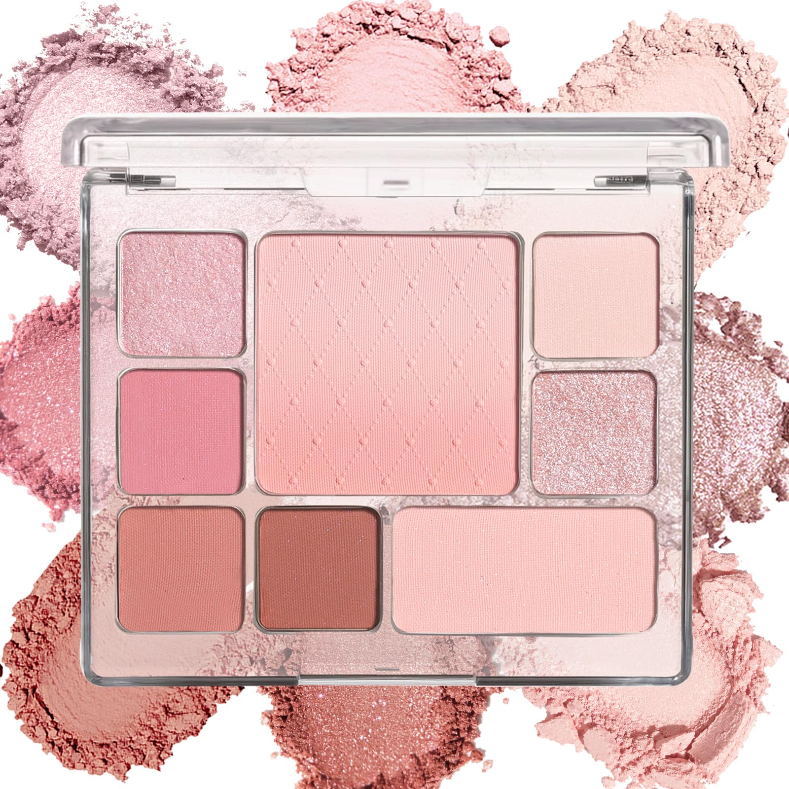 All-in-One Makeup Palette with 6 Matte Shimmer Eyeshadows, Ombre Blush & Contour, Highly Pigmented Blendable Face Palette for Daily Makeup, Travel, Office, Dates & Gift for Women(03 Peach Glow)