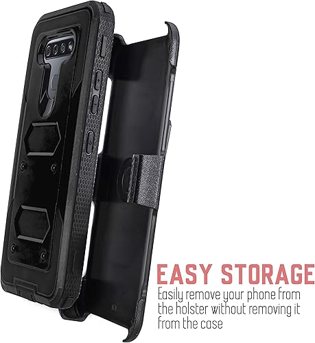 Miniatura 3 de Funda para LG K51, funda LG Q51, cinturón Jackpot Wireless de alta resistencia, protector de pantalla integrado a prueba de golpes, protección de