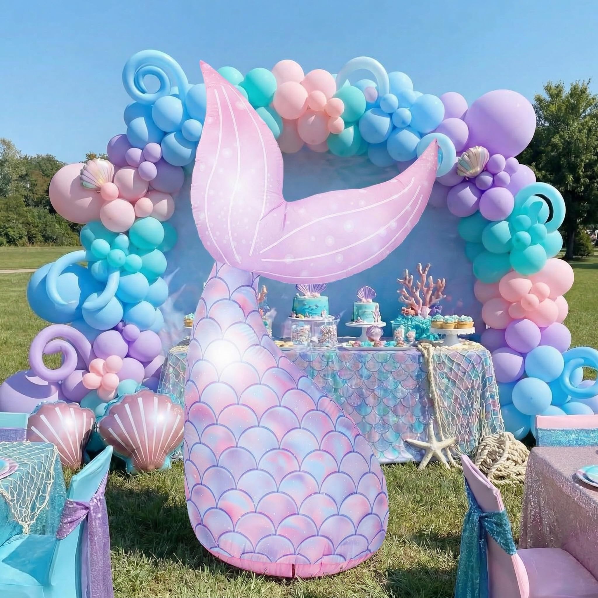 Photo 1 of Vertintong 6.6ft Inflatable Mermaid Tail LED Decor