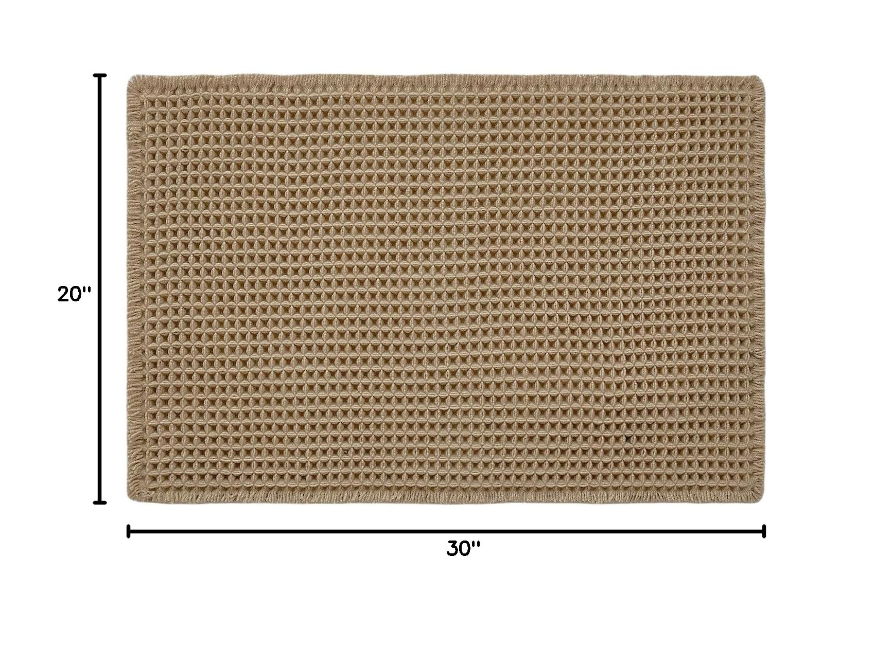 Waffle Bath Mat Non Slip Washable 30x20 Khaki F881