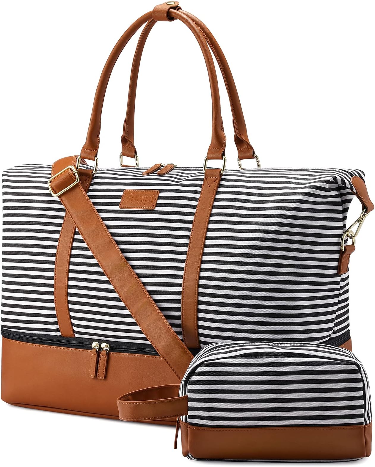 SucipiWeekender Bags for Women Canvas Travel Duffle Bag with Shoe Compartment Overnight Bag Carry on Gym Duffel with Toiletry Bag for Traveling Weekend Hospital Bags for Labor and Delivery