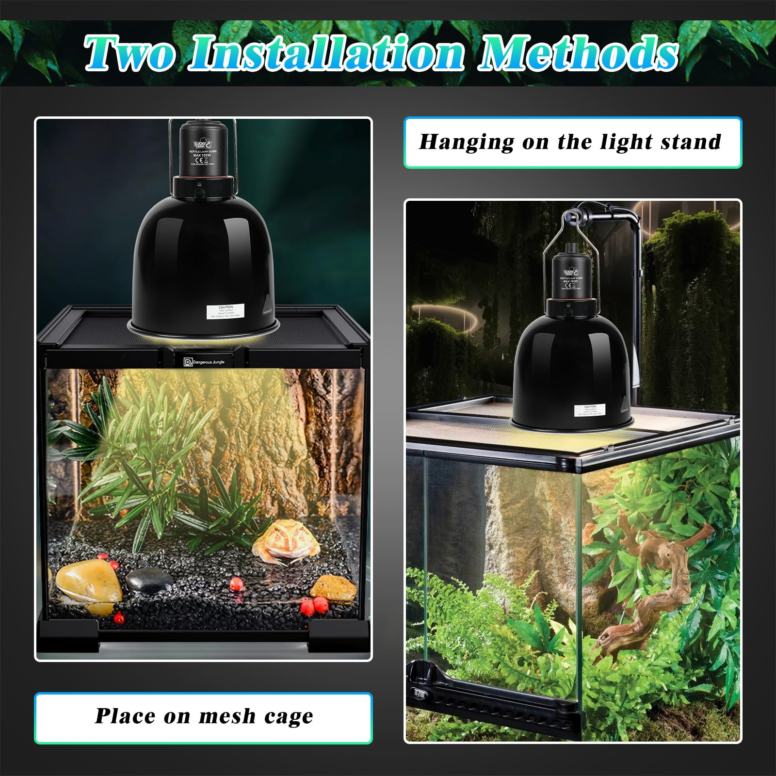 LUCKY HERP Reptile Light Fixture with Dimming Thermostat & Timer, Aluminum 5.5inch Deep Dome Reptile Lamp Fixture, Heat Lamp Fixture for UVB Bulb Basking Heat Bulb, Max 100W - image 7