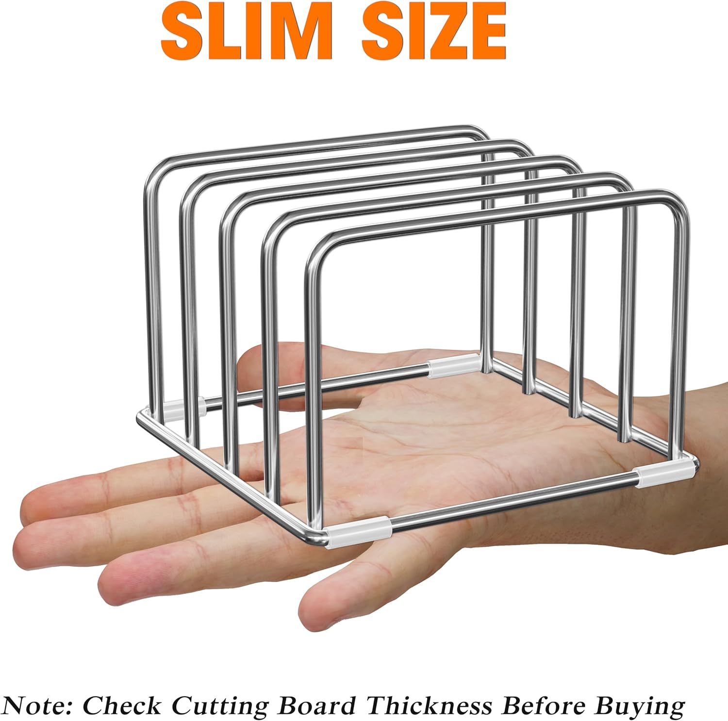 304 Stainless Steel Cutting Board Organizer Rack – Rustproof Compact 4-Slot Holder for Thin Cutting Boards and Plates – Premium Kitchen Storage Solution for Countertops and Cabinets - Image 3