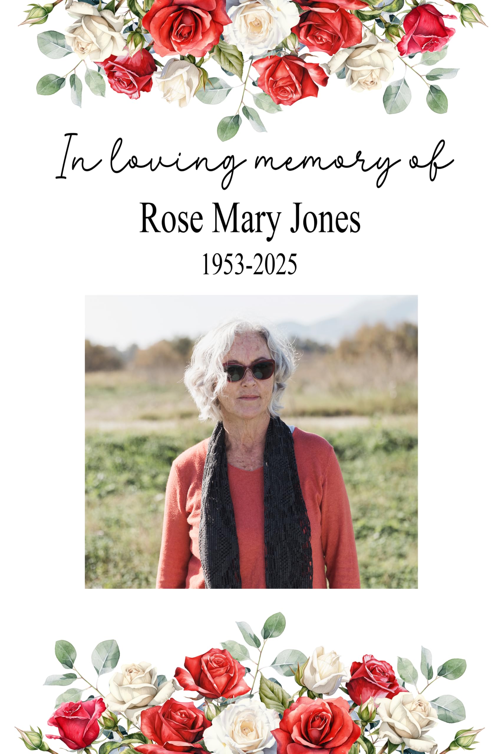 Personalised In Loving Memory Photo Sign – Custom Funeral Tribute Board – Celebration of Life Display – A2 Printed Floral Memorial Foam Board FD8