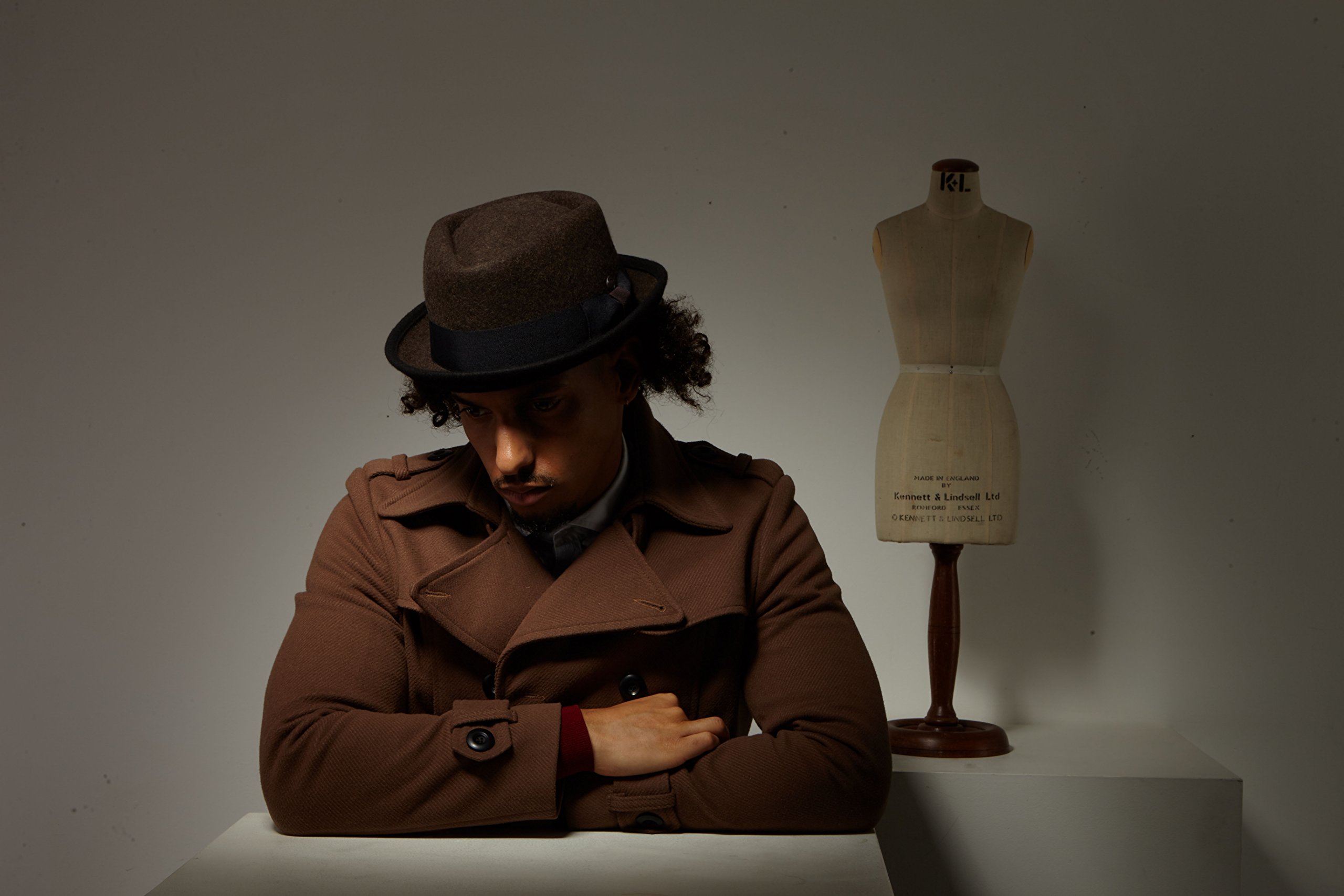 DASMARCA Jacson Melange Lana Feltro Diamante Corona Porkpie Hat
