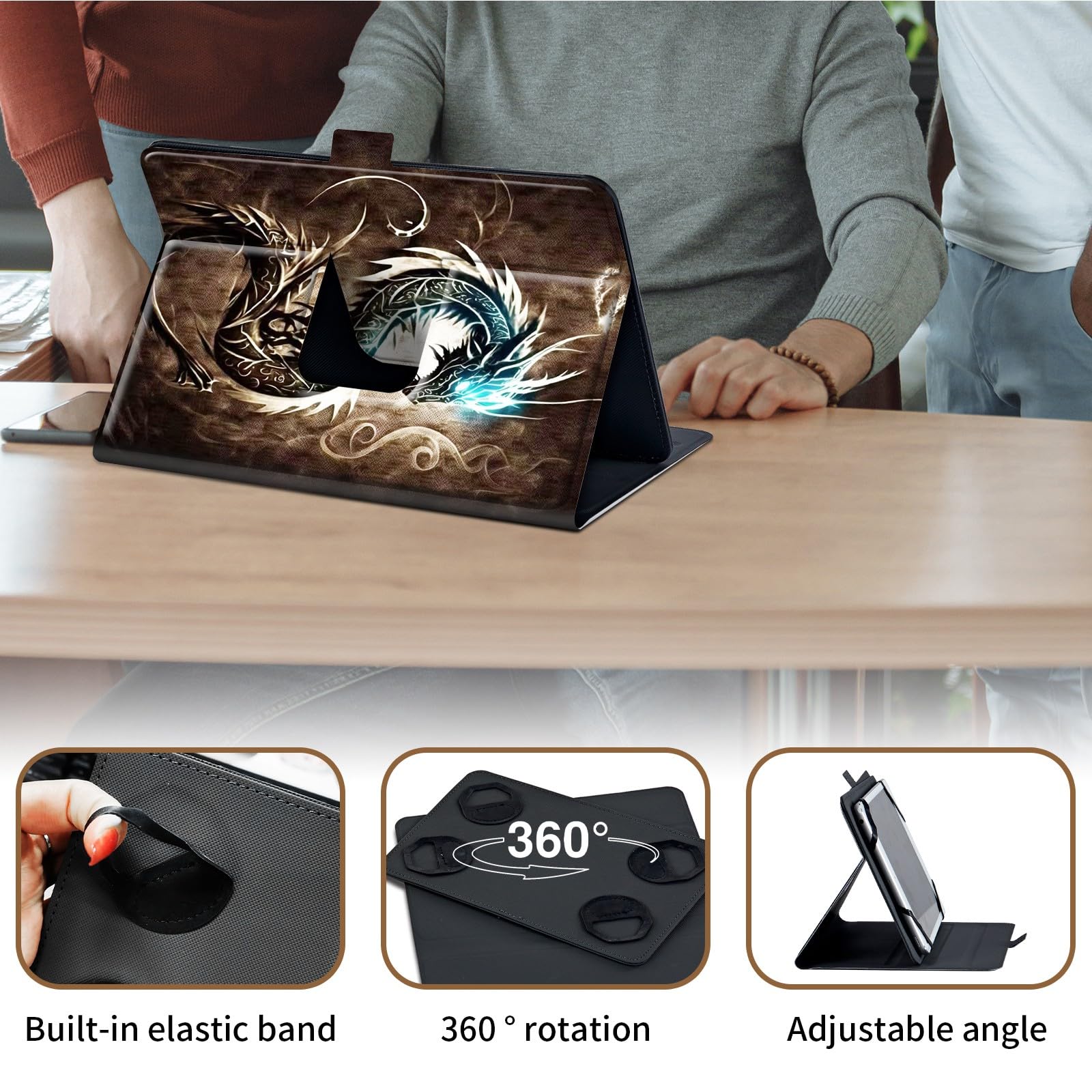 Étui pour tablette MB1001 10.1, Mxfdegf avec support rotatif à 360 degrés et fermeture magnétique pour tablette Moderness MB1001/Okaysea 10.1, pour tablette OUZRS TAB-M1/DOOGEE T10/T20 Tablet 2023