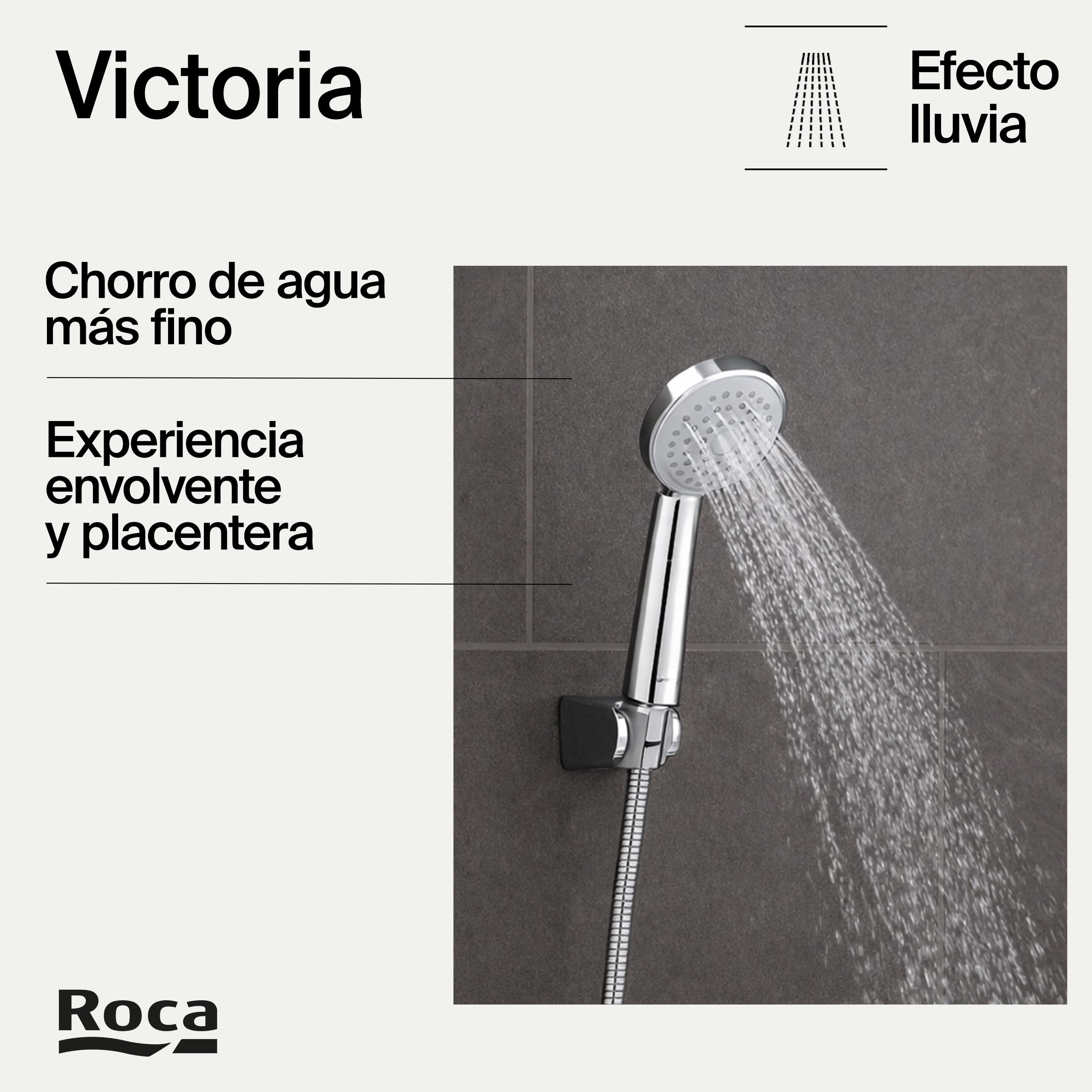 Roca,Victoria,Grifería monomando exterior baño-ducha con inversor automático, ducha de mano, flexible de 1,70 m. y soporte de ducha articulado,A5A0125C02