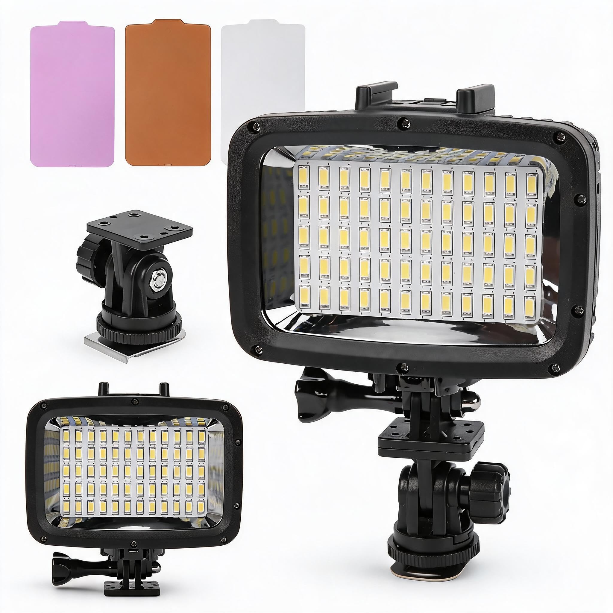 LED Tauchlicht, 40M Wasserdichtes Unterwasser Fülllicht, 5500-6000K Profi SLR Kamera Licht, 3 Farben Weiche LED Tafeln