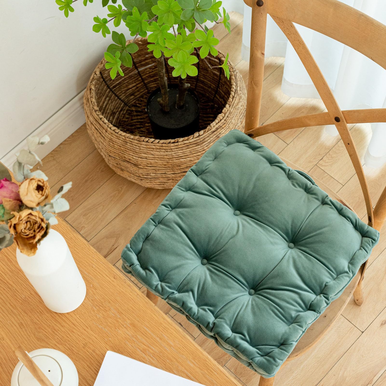 Cuscino Pavimento Morbido 50x50 Cm In Cotone E Lino – 2 Pezzi, Per Meditazione, Yoga E Relax, Adatto A Interni Ed Esterni
