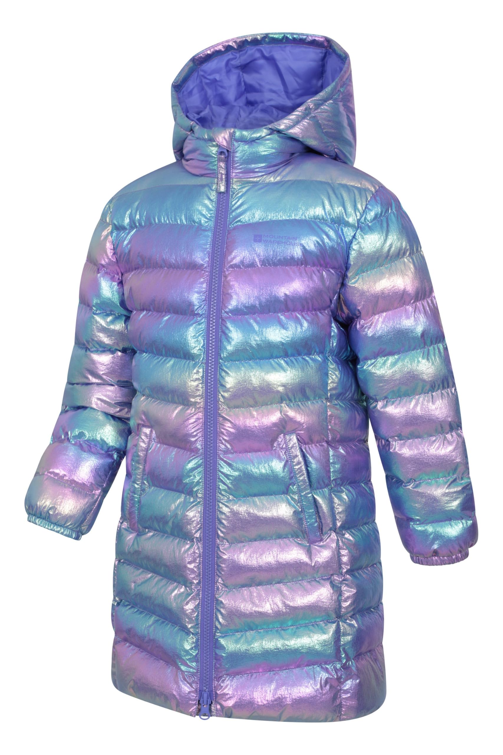 Mountain Warehouse Doudoune rembourrée Longue Florence pour Enfant - Capuche, Manteau léger, Doux, Chaud et isolé - pour Voyage et activités extérieures en Hiver Rose 11-12 Ans