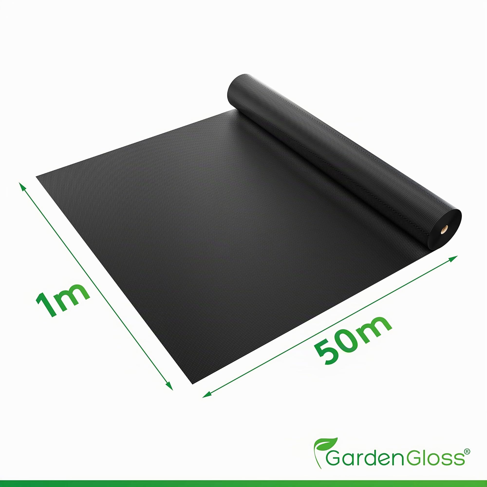 GardenGloss Unkrautvlies Gartenvlies 50g/m2-50m2 (50m x 1m, Rolle) | Anti-Rost - Für Vlies & Befestigungen - Witterungsbeständig - Stabiler Halt