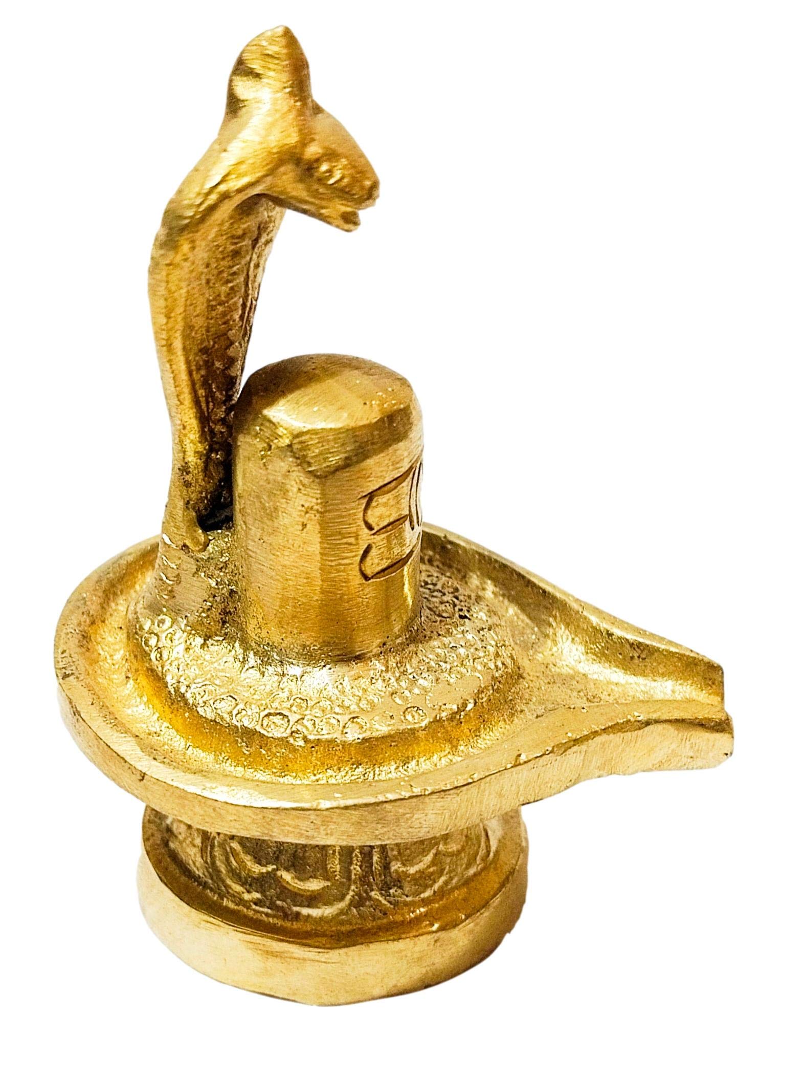 athizay brass Shiva lingam Statue with snake 6 cm small size for Home & Offic...