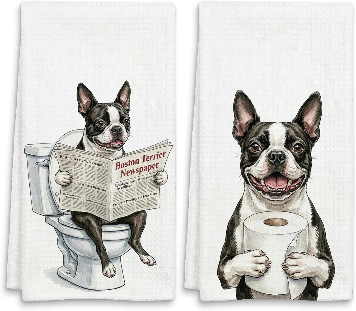 Boston Terrier Gift Bathroom Hand Towels,16x24 in Set of 2