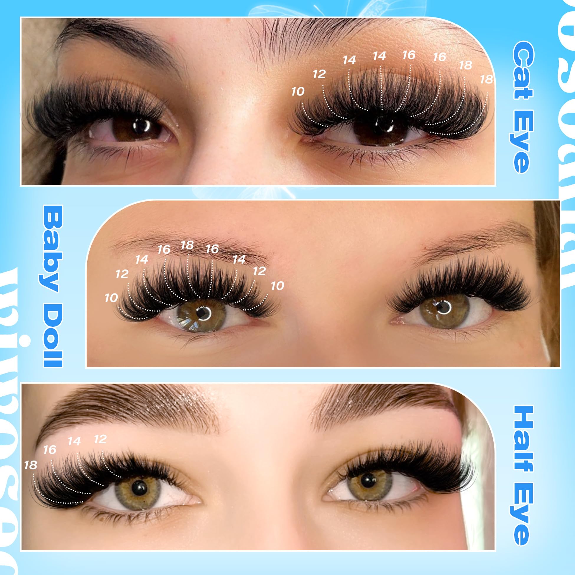 wiwoseo Fluffy Individual Eyelashes Cluster Lashes Individual Cluster Eyelashes Fluffy Lash Clusters Eyelash Clusters Long Lash Clusters Volume Cat Eye Lashes Left&Right Lashes Clusters for Beginners - Image 4