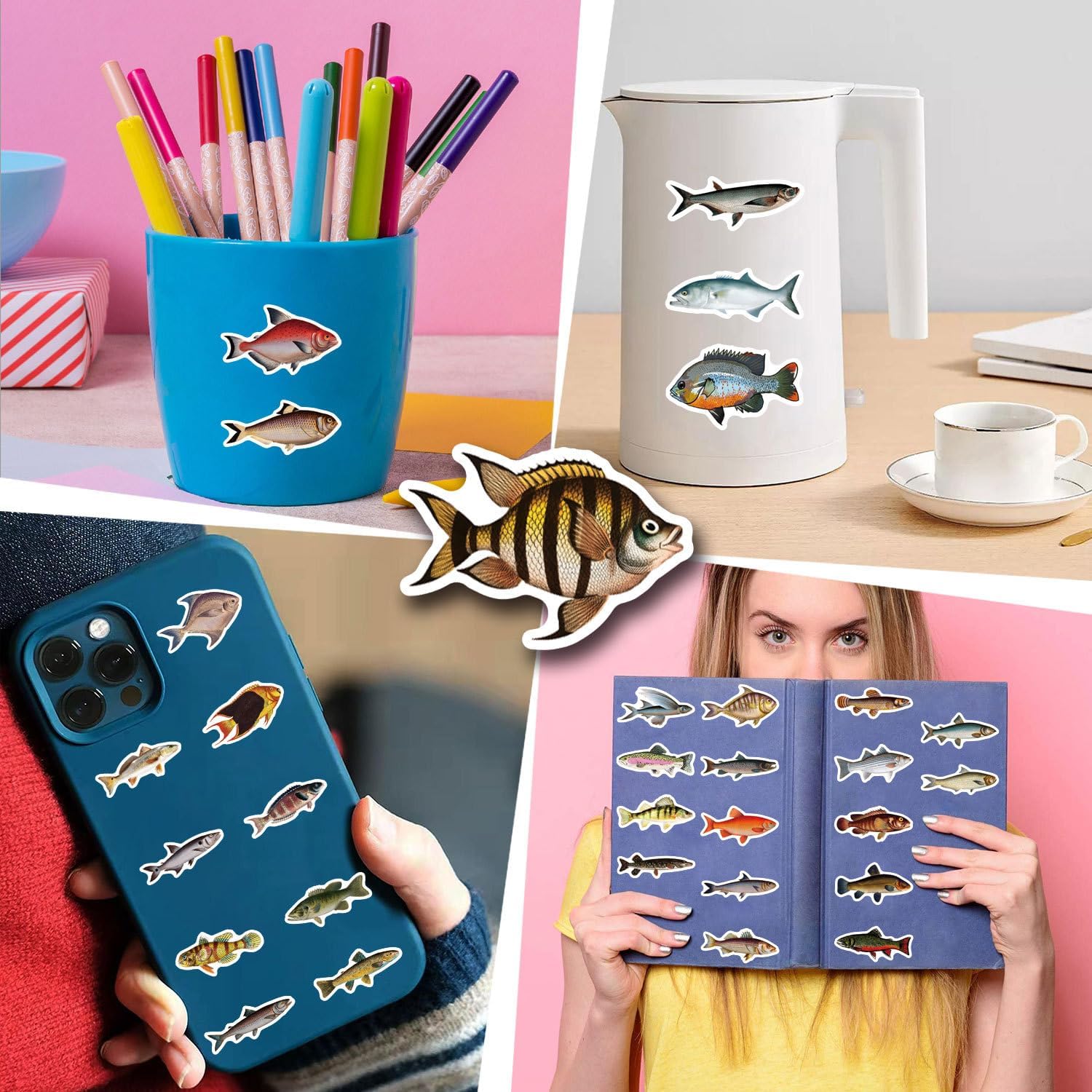 110 Pcs Funny Fish Stickers for Teens Boy Girls Kids Deep-Sea Fish Stickers Vinyl Waterproof go Fishing Decals Pack for Party Supplies (Fish) image 4