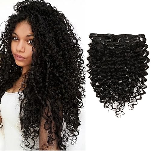 Extensiones de cabello humano con clip extensiones de cabello real afro Jerry rizado 3B 3C para mujeres negras color negro natural extensión de