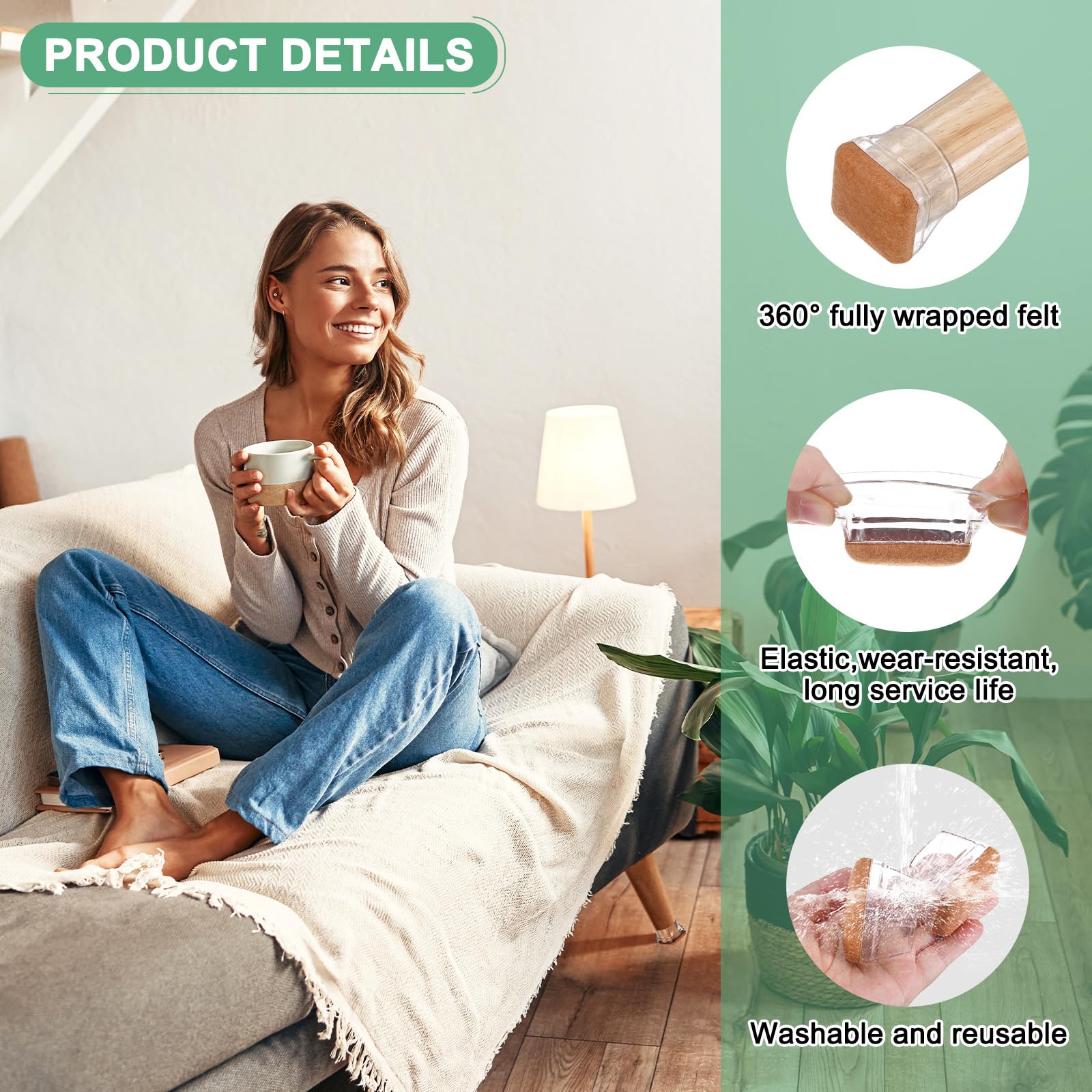 M METERXITY 24-Pack Chair Leg Floor Protectors - Image 2