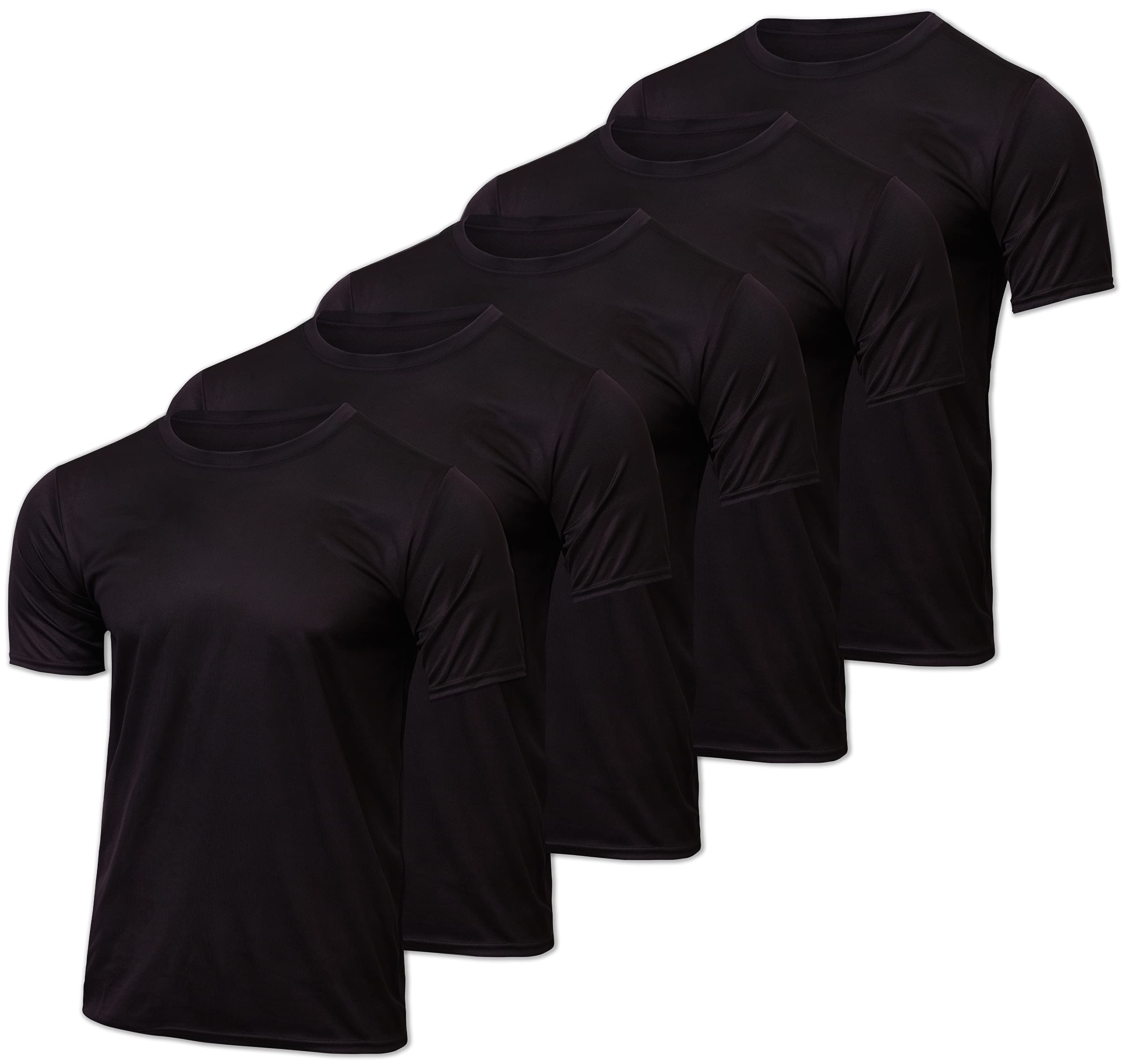 Real Essentials5 Pack Men’s Active Quick Dry Mesh Crew Neck T Shirts | Athletic Short Sleeve Tee (Available in Big & Tall)