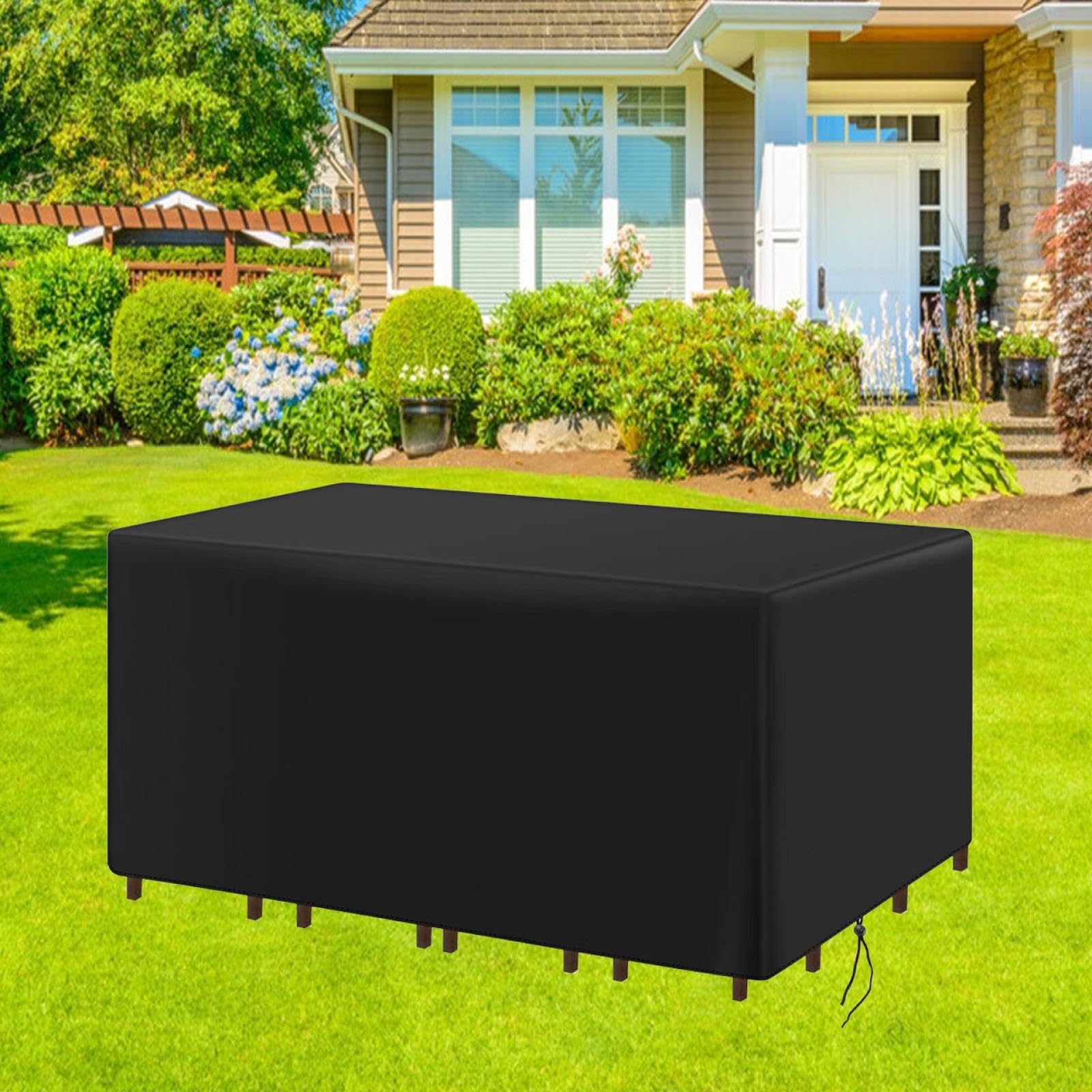 AUWUUA Garden Table Covers 130x60x45cm/LxWxH Large Rectangular Garden Furniture Cover Waterproof, Outdoor Patio Furniture Covers for Rattan Sofa Table Chair, 420D Oxford Fabric Windproof Anti-UV