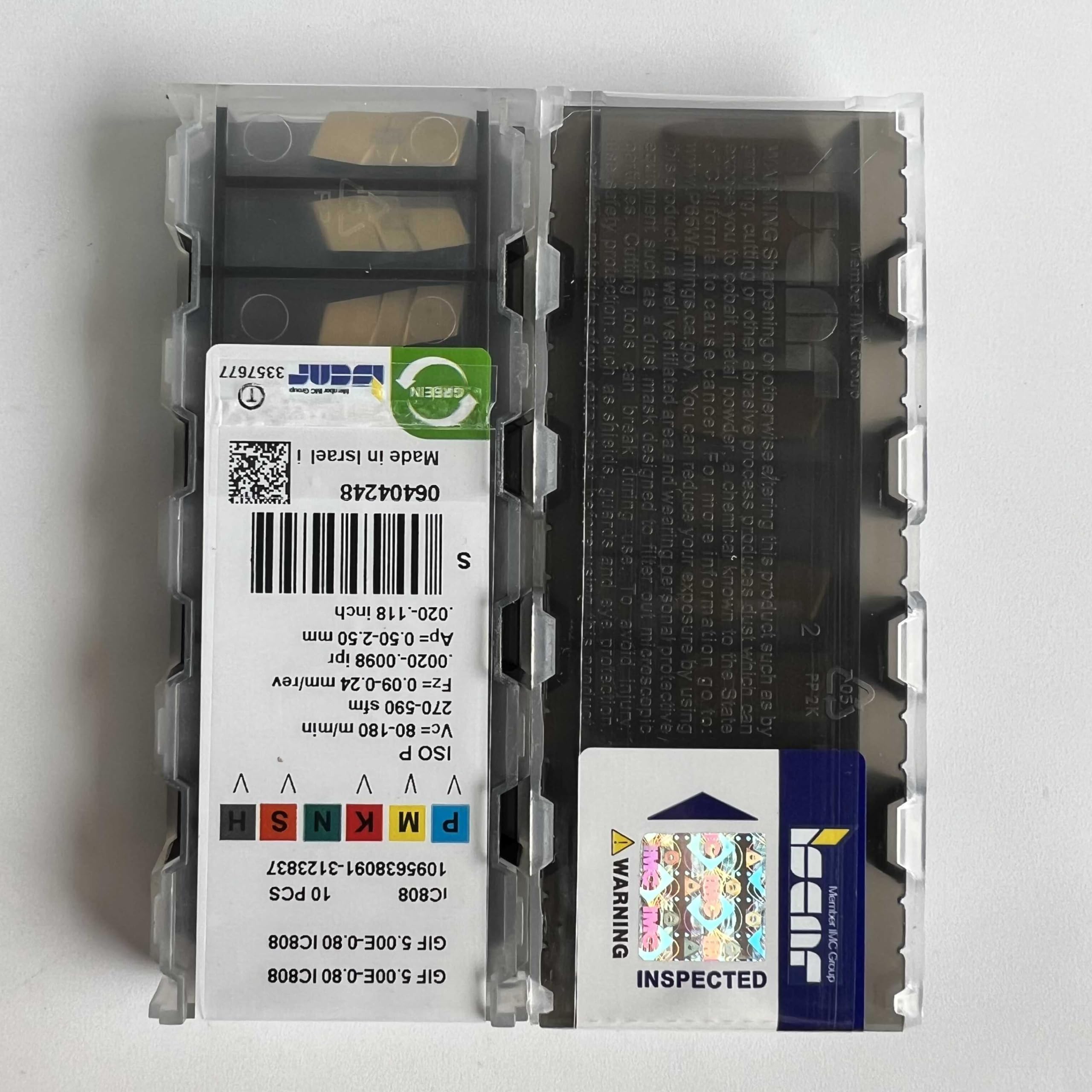 Boîte de 10 lames en carbure de tungstène GIF5.00E-0.80 IC808 pour usinage