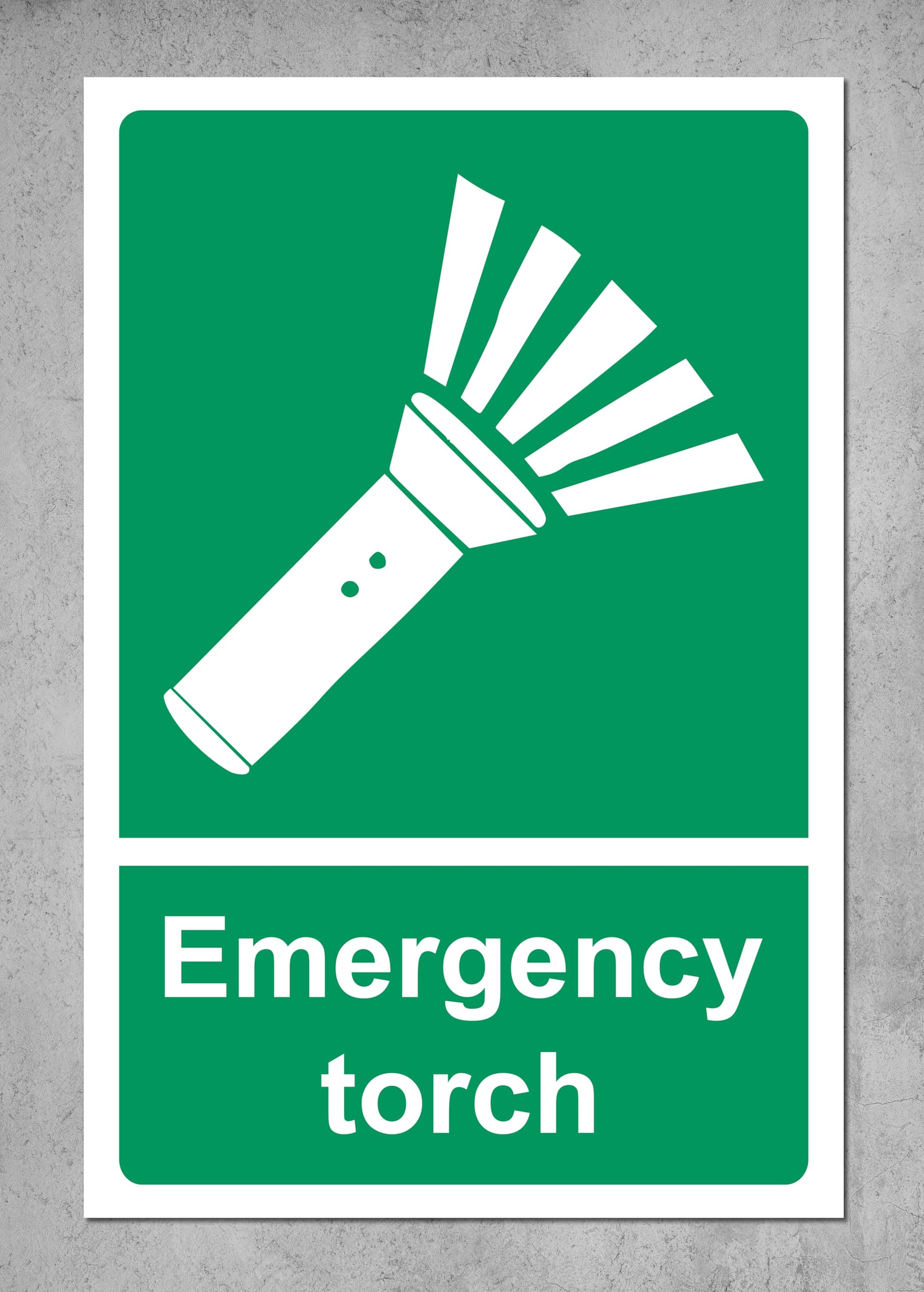Emergency torch safety sign - 1mm Plastic sign (100mm x 150mm)