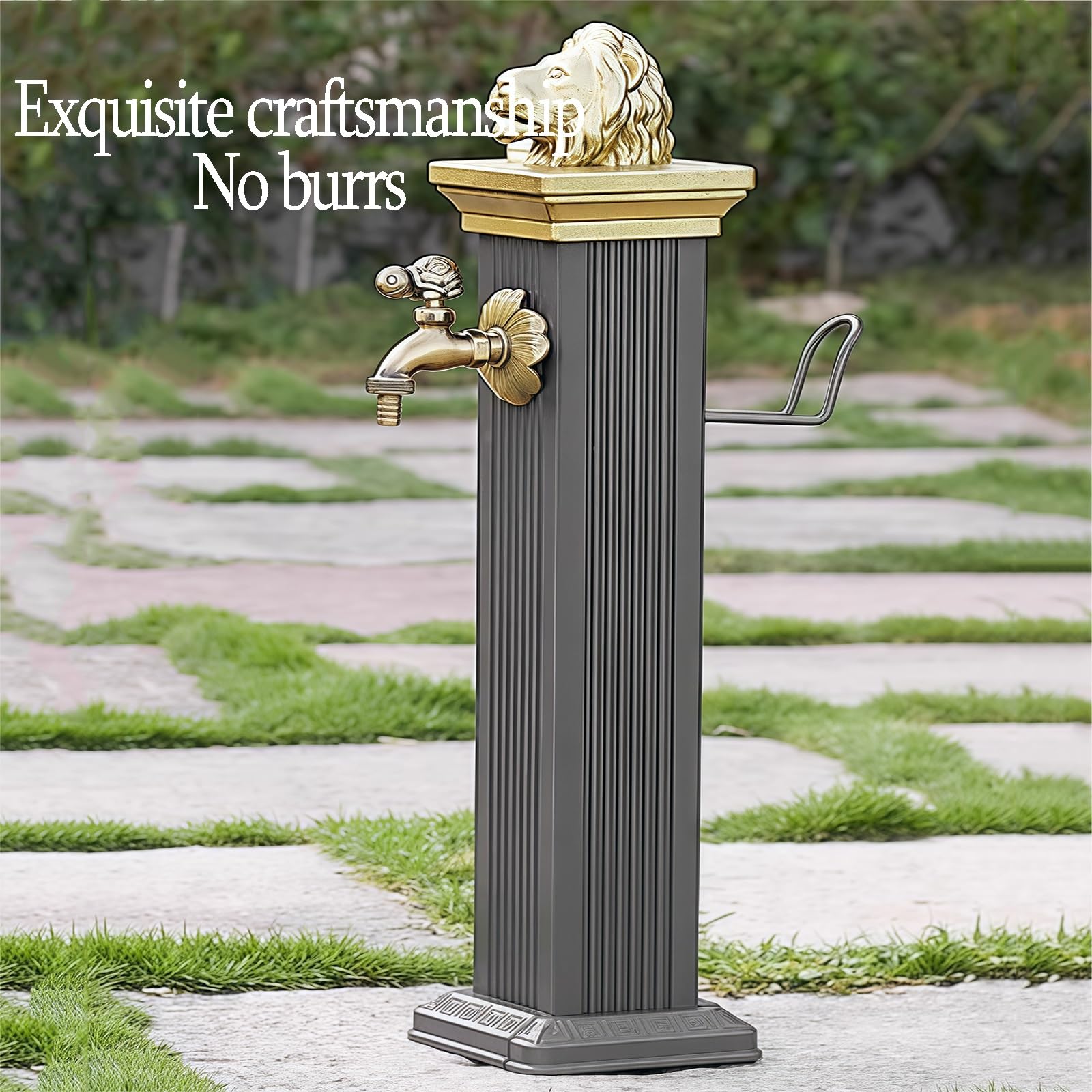Grifo vertical con columna de agua para jardín, para riego de jardines, boca de incendios independiente cuadrada para exteriores, poste duradero para jardín(17x17x72cm)