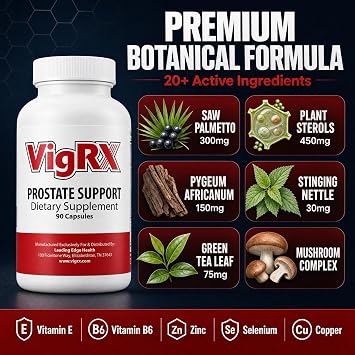 VigRX Prostate Support Supplement for Men - Advanced Saw Palmetto & Herbal Blend - Supports Healthy Urinary Flow, Bladder Emptying & Nighttime Comfort - Prostate Wellness Formula - 90 Capsules