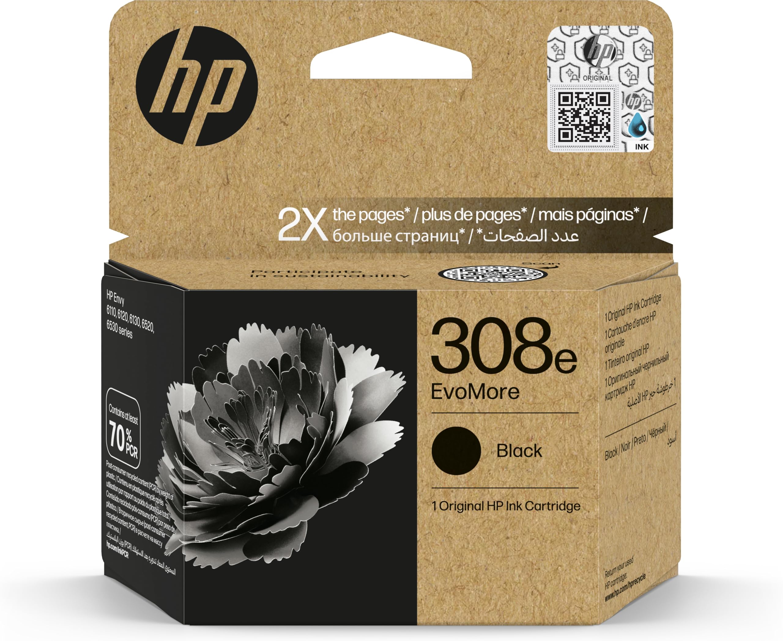 Hp Black 7Fp22ue/308E Printhead Cartridge Evomore. 320 Pages Iso/Iec 2