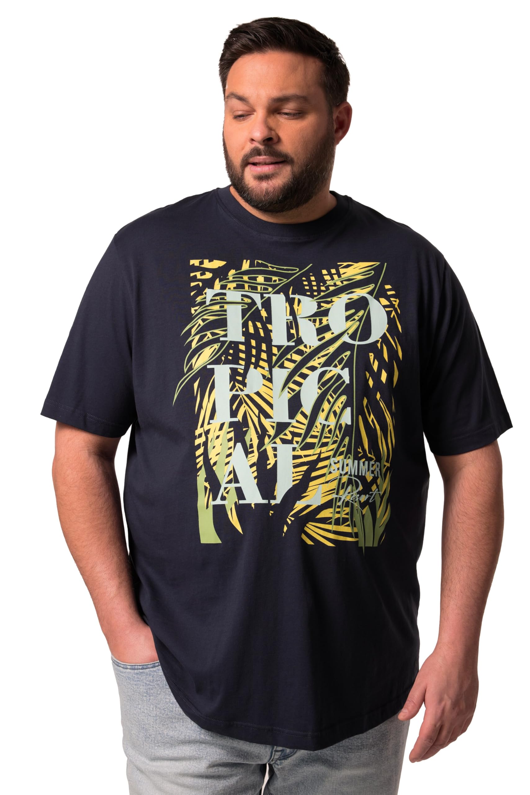 Men Plus Herren T-Shirt, Halbarm, Print T-Shirt 1/2