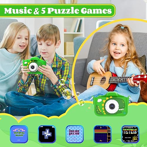 Miniatura 6 de Cámara para niños, juguetes de video para niños de 3 a 8 años, niños y niñas, cámara de 1080P de doble lente 48MP para niños pequeños con tarjeta SD