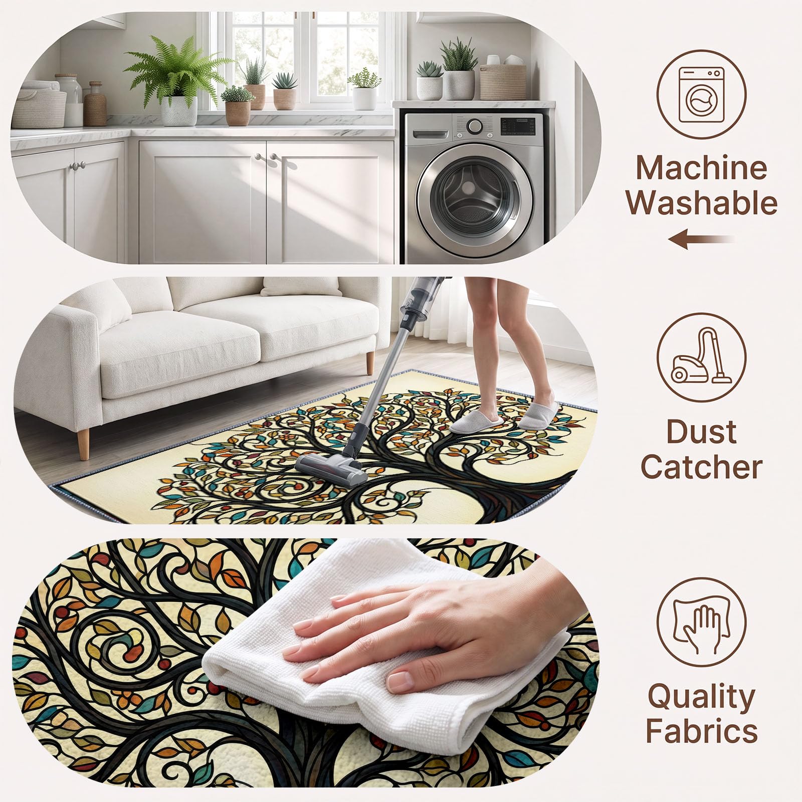 Générique Tapis Multicolore Arbre, Facile à Nettoyer 80x150 cm