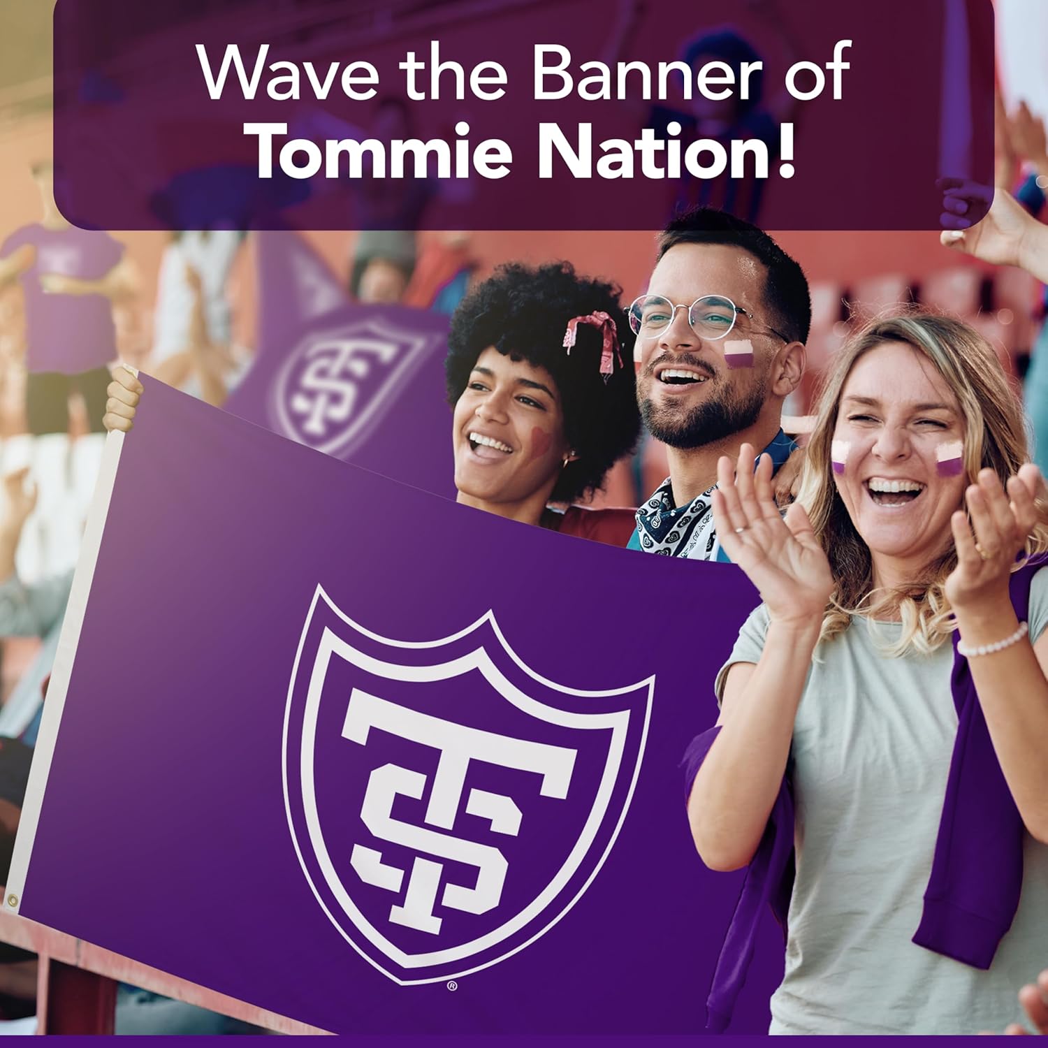 St. Thomas Tommies College Sports Printed Flag - NCAA Licensed - Nylon - Tommies School Banner (Purple, White) (3' x 5')