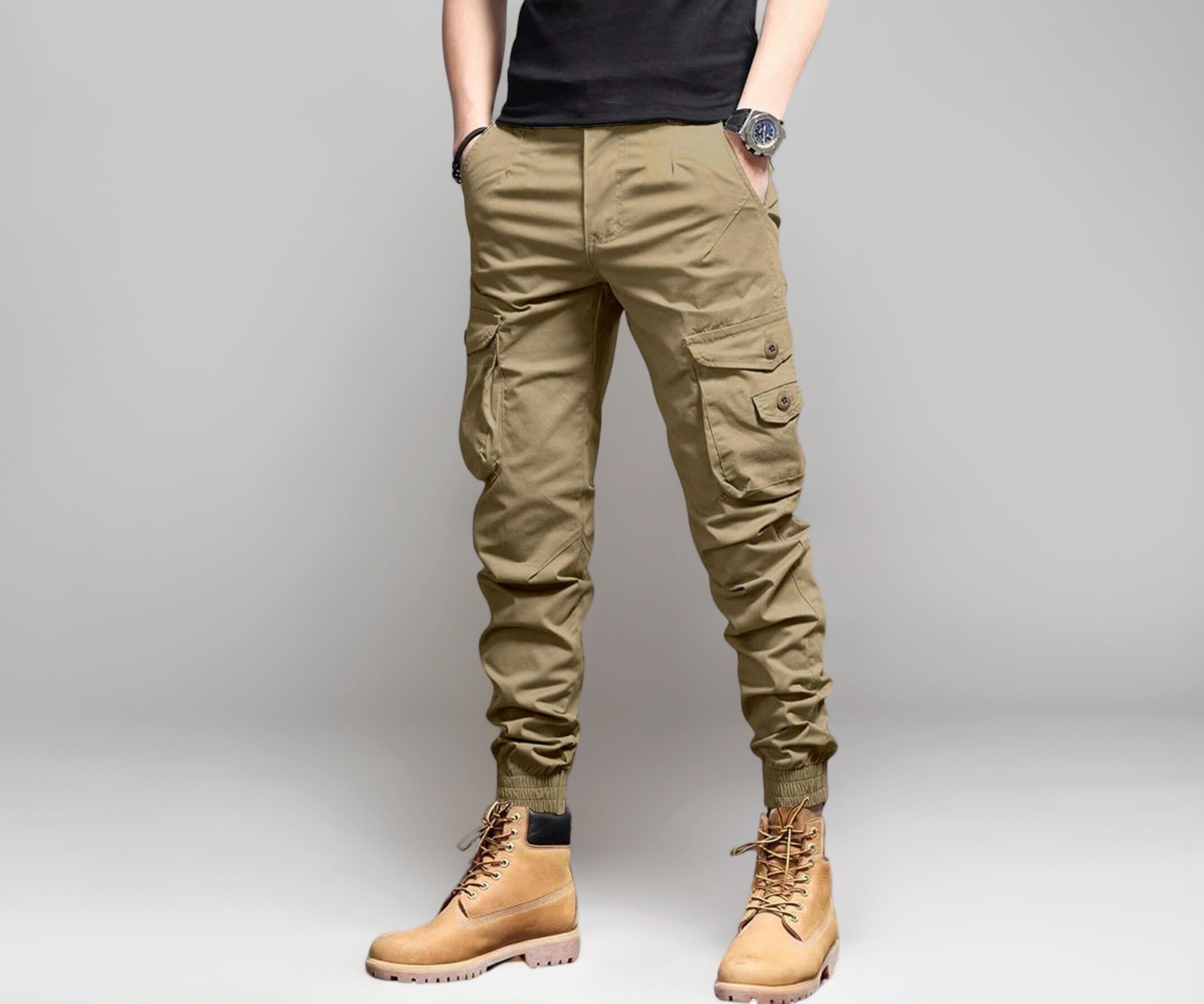 Lymio Cargo for Men | Cotton Cargo Pant | Drawstring Waist Pant (Also Available in Plus Sizes)(09-12)