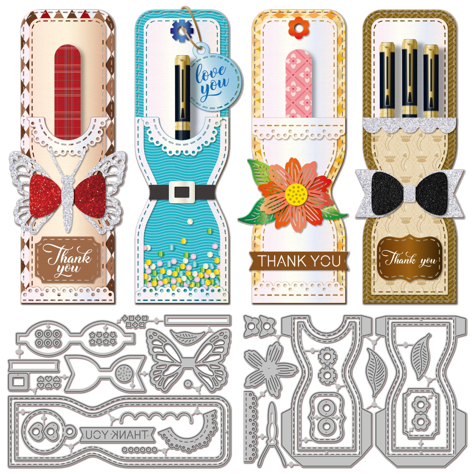 Matrices de découpe scrapbooking GLOBLELAND pour porte-stylo et fleurs