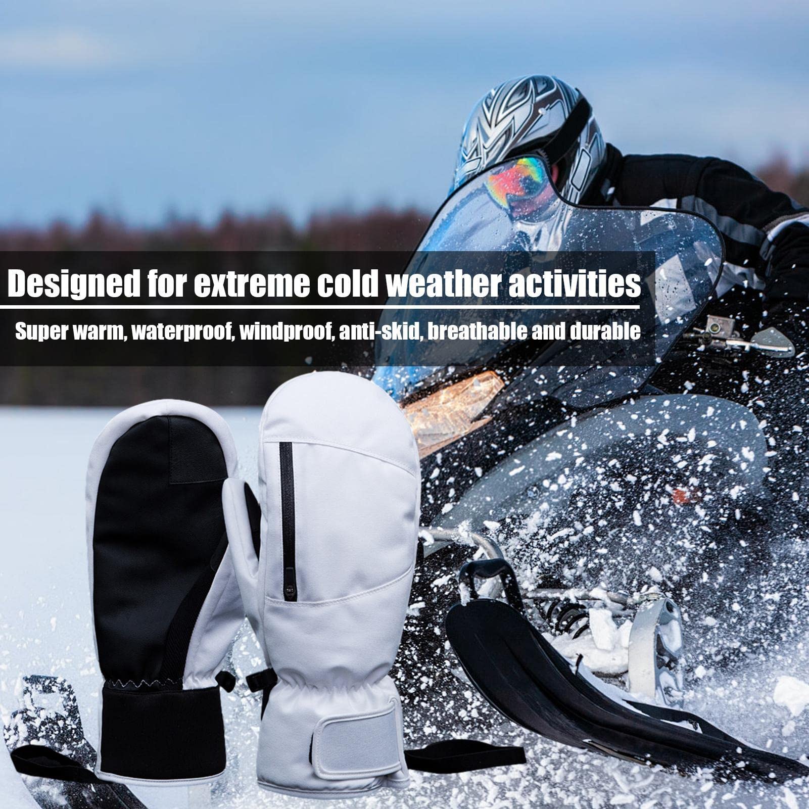 Gants Chauffants USB Pour Ski Et Hiver - Mitaines Tactiles Avec Poignet élastique - Température Réglable - Pour Sports D'hiver Et Activités Extérieures - 14